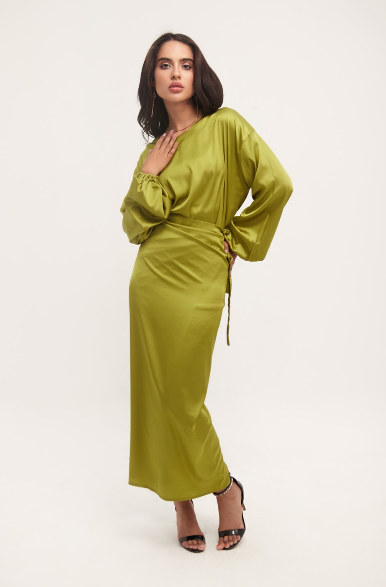 Green Satin Dress