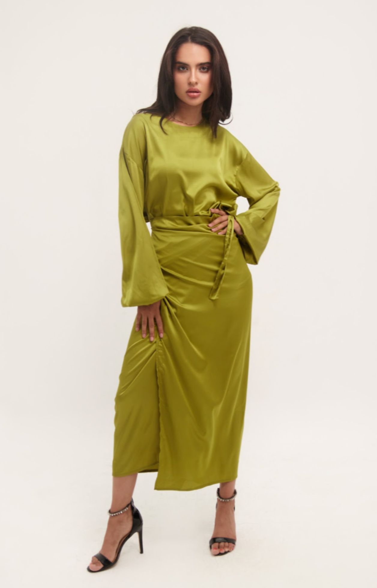 Green Satin Dress